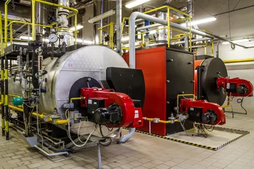 Printed kitchen splashbacks Industrial building Gas boilers in gas boiler room