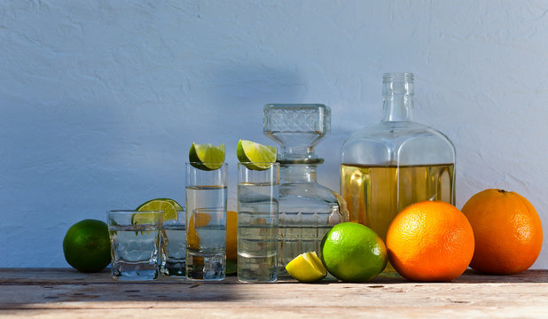 tequila and citrus fruits