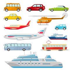 Obraz na płótnie Canvas Transport Icons Flat
