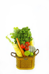 Vegetable in wood basket