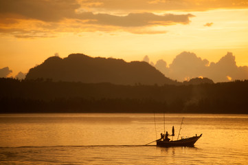 Scenic of Sunset in Koh Phitak island, Thailand.