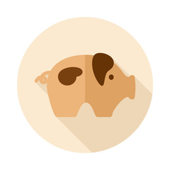 Pig flat icon with long shadow