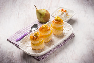 french pastry with pear and ricotta