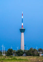Obraz premium The lighthouse tower at Laemchabangport, Thailand