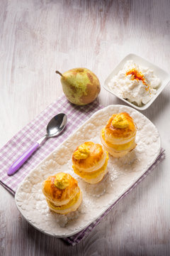 french pastry with pear and ricotta