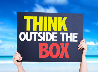 Think Outside the Box card with beach background