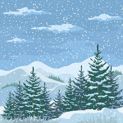 Christmas Winter Mountain Landscape