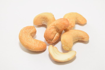 Roasted and salted cashew nuts.