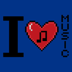 I love misic vector piexel art print