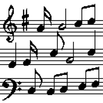 Pixel art music notes