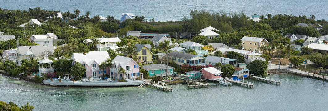 aerial panorama of hopetown, bahamas