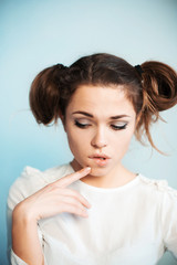 The woman with enthusiasm chooses goods