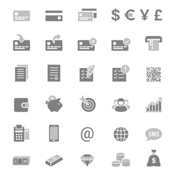 Finance and banking silhouette vector icon set