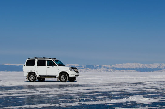 A Car On The Ice Surface