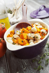 Chicken baked with pumpkin