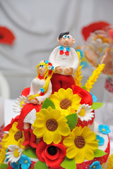 Wedding cake with figurines on top