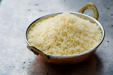 white rice in the Indian copper bowl