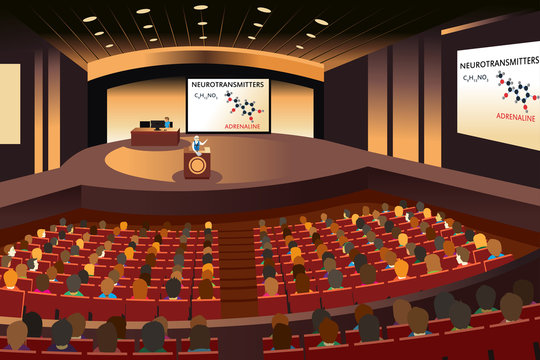 Presentation in a conference in an auditorium