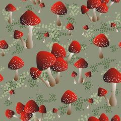amanita, seamless pattern