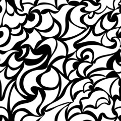 Wave seamless pattern. Black and white
