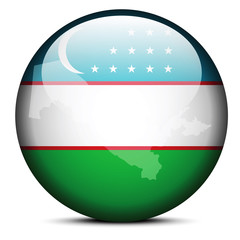 Map on flag button of Republic of Uzbekistan