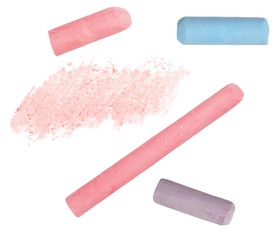 colors chalks and grunge strokes red chalks isolated on white