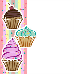 Card with cupcakes in the vector
