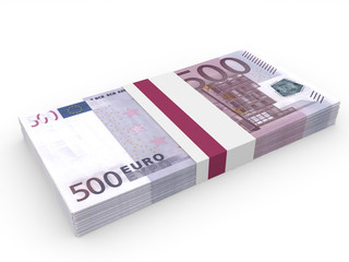 Pack of banknotes. Five hundred euros.