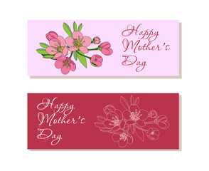Set of  banners with flowers for Mothers Day