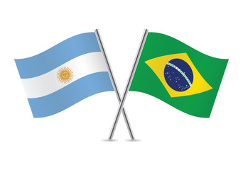 Argentinian and Brazilian flags. Vector illustration.