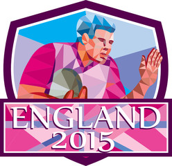 Rugby Player Fend Off England 2015 Low Polygon