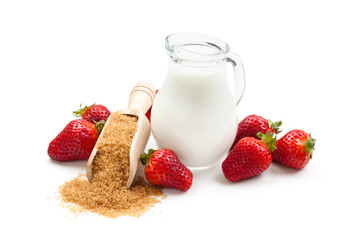 Fresh strawberries and milk.
