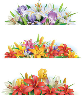 Set banners with flowers