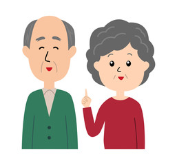 A happy senior couple giving advice with smiley expression