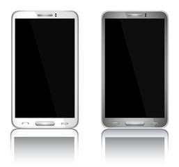Realistic mobile phone with blank screen