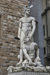 Fototapeta na wymiar Hercules and Cacus statue in front of Palazzo Vecchio, Florence