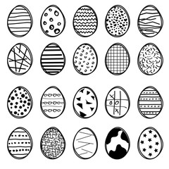 Set of Sketched Easter Eggs