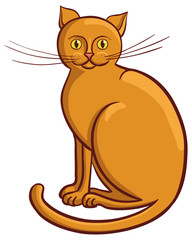 Red cat sitting. Vector illustration.