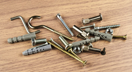 Various bolts and dowels for mounting