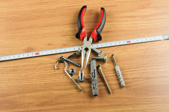 Set of various tools for mounting and installation
