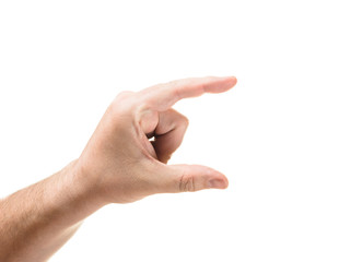 man hand holding two fingers