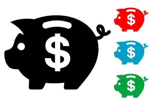 Pictograma hucha con dolar en varios colores