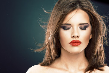 Hair style portrait of young woman.