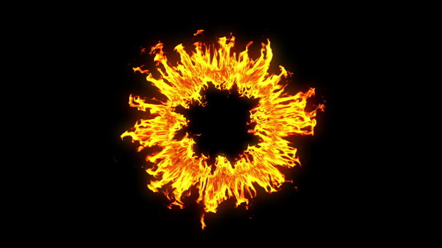Beautiful Ring of Fire Looped. HD 1080. Alpha channel.
