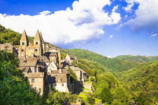 Conques medieval village and abbey Saint Foy, France
