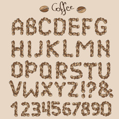Letters from coffee grains