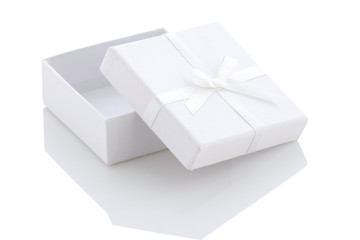 ajar white gift box on a white background