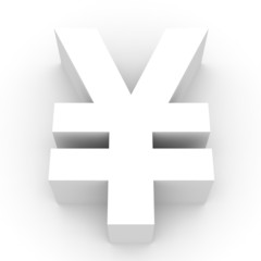 Yen symbol on white background.