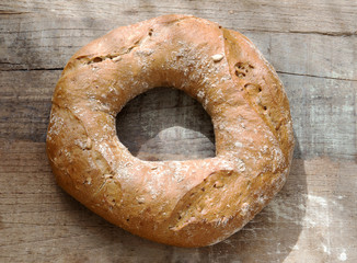 doughnut bread over wood