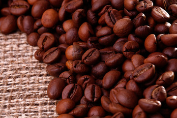 Cofee beans on burlap